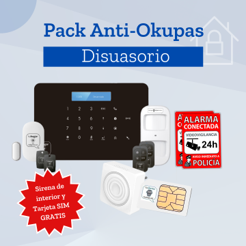 Pack anti okupa disuasorio: Kit de Alarma + Sirena de interior gratis + Tarjeta SIM gratis