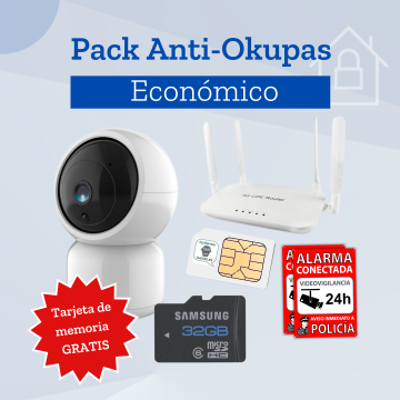 Pack anti okupa económico: Videovigilancia + Tarjeta Memoria 32gb gratis + Tarjeta SIM Gratis + Carteles disuasorios