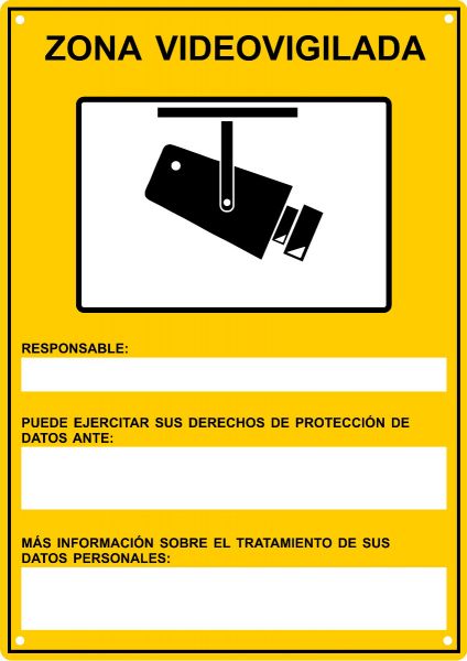 Cartel Metálico de Zona Videovigilada Homologado