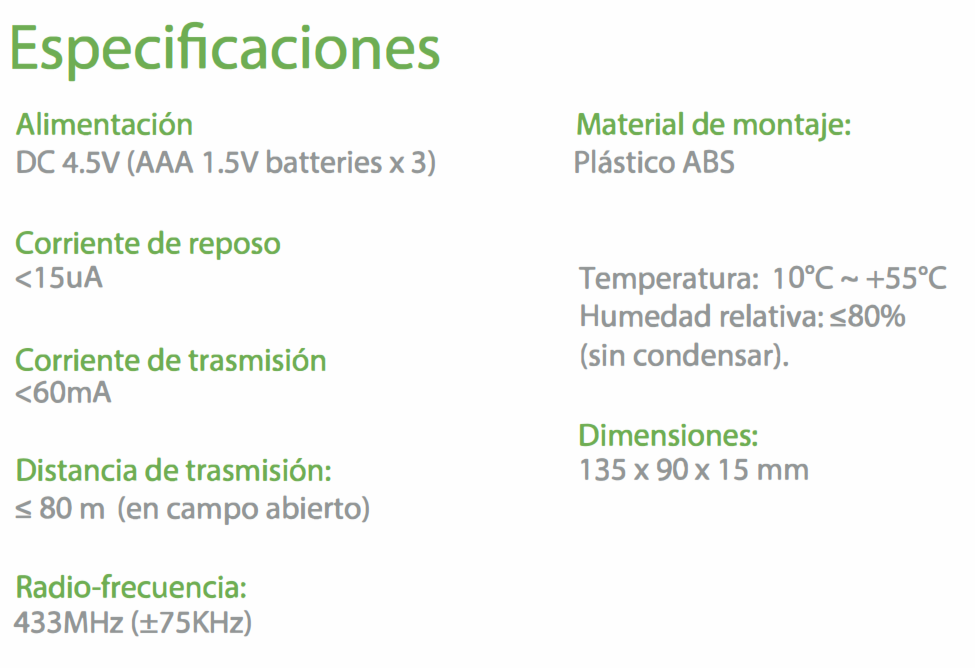 Especificaciones KP-THI