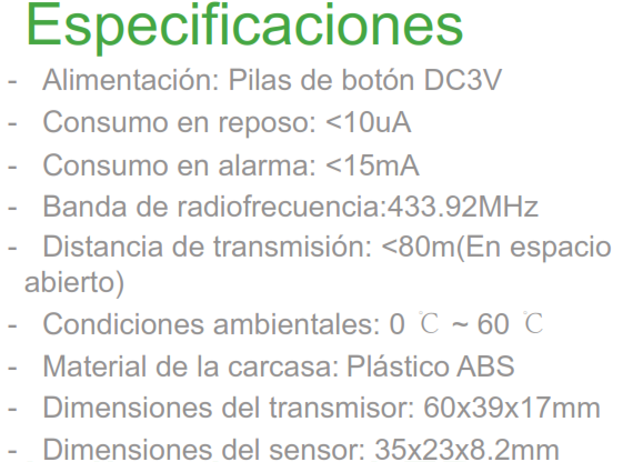 Especificaciones WI-THI