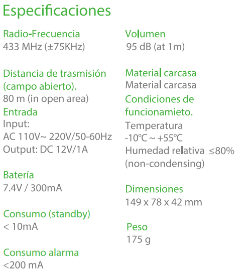 Especificaciones WSO-THI