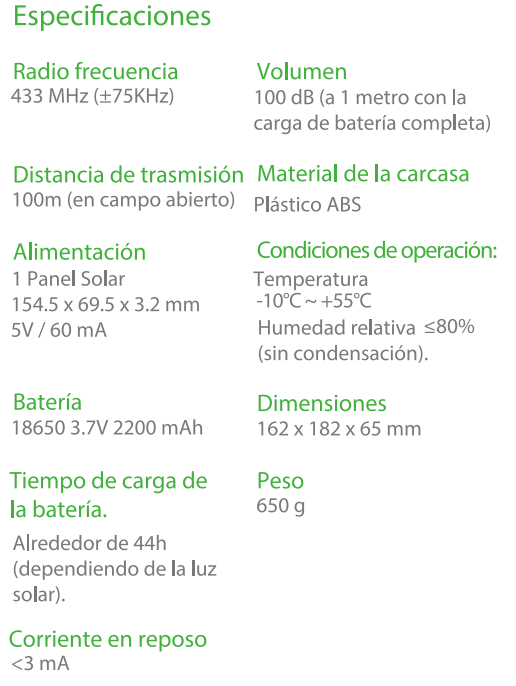 Especificaciones SPS-THI